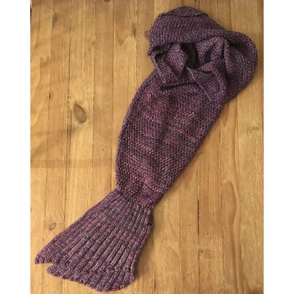 Ekouaer Purple Pink Mermaid Tail Cover-Up Knit Throw Blanket 100% Acrylic NEW - Picture 1 of 3